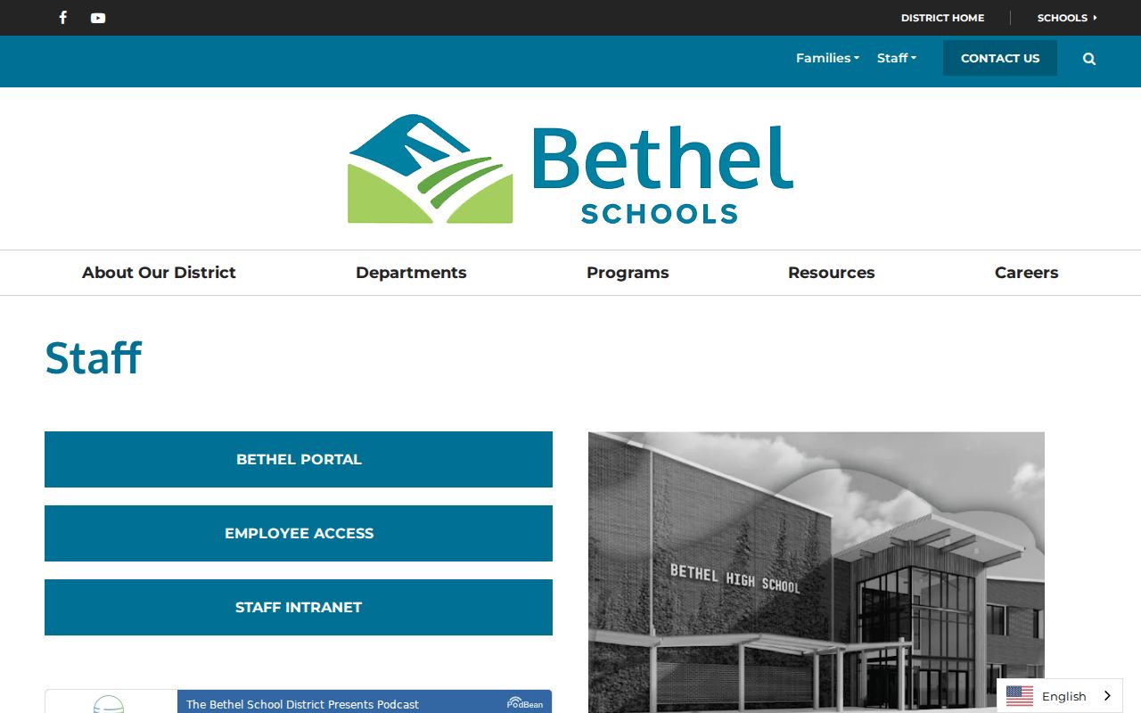 Spanaway people directories Bethel staff portal links