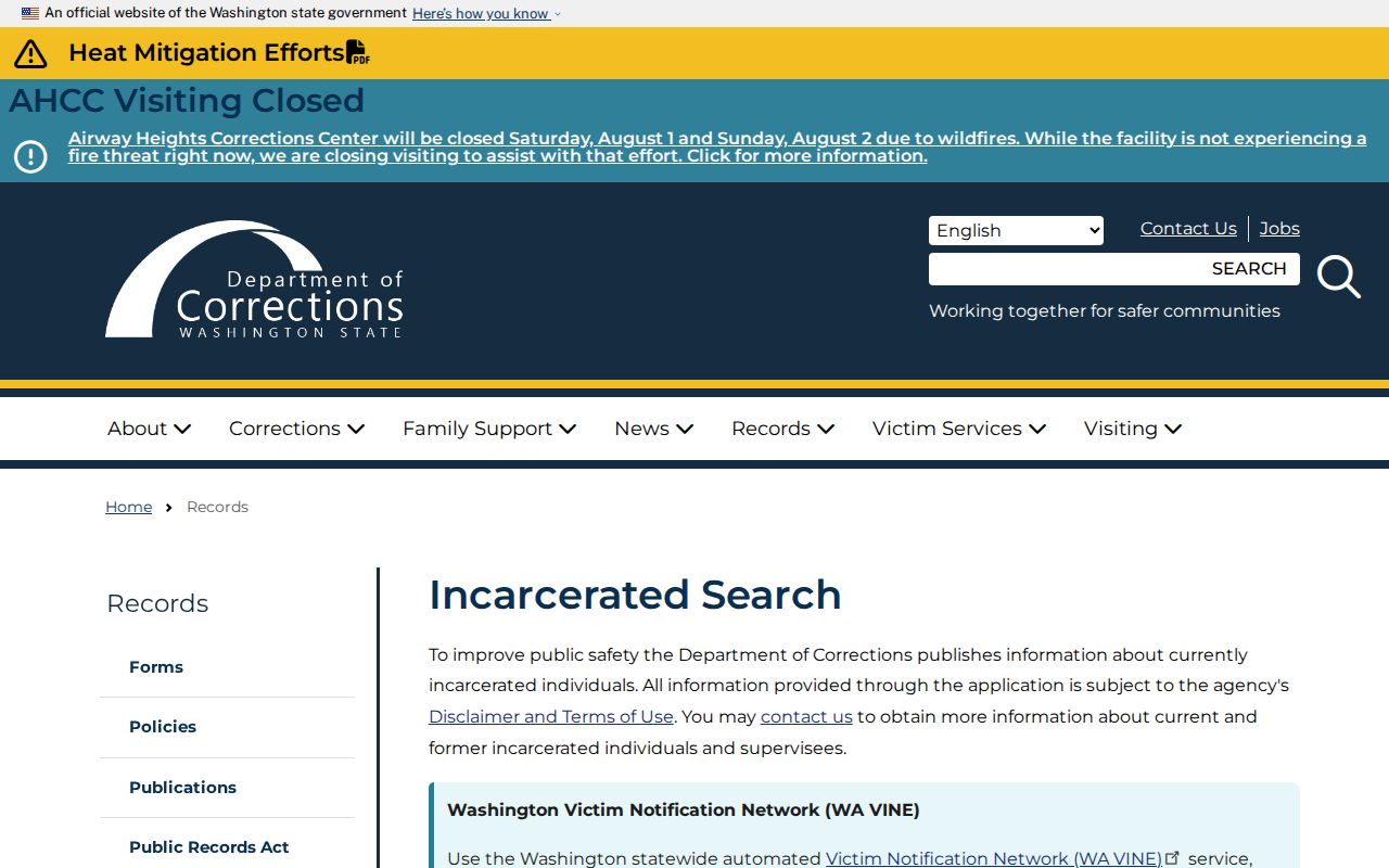 Spanaway public records Washington incarcerated person lookup