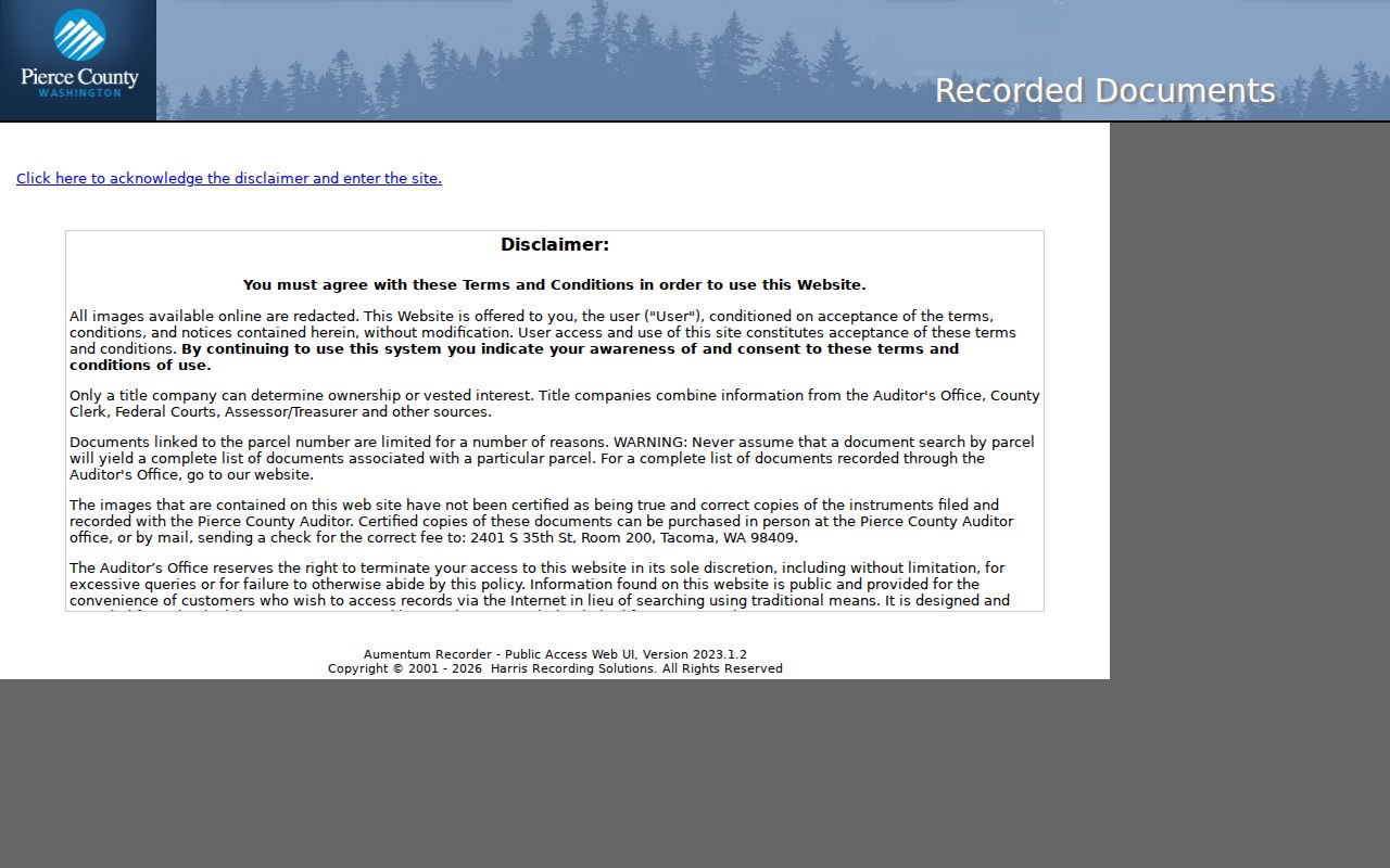 Spanaway people search in the Pierce County recorded-document portal